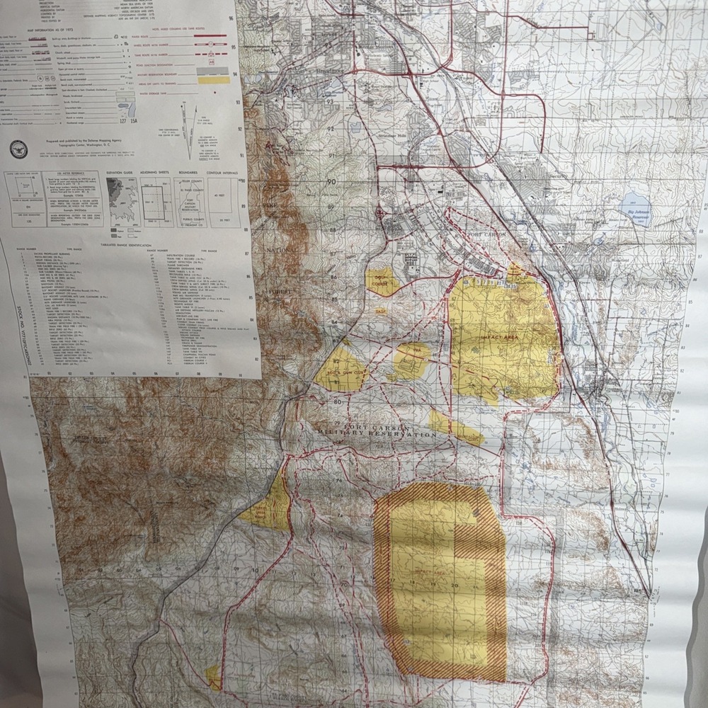 VTG 1973 Colorado Fort Carson Military Installation Map 42" x 26" - Unclassified